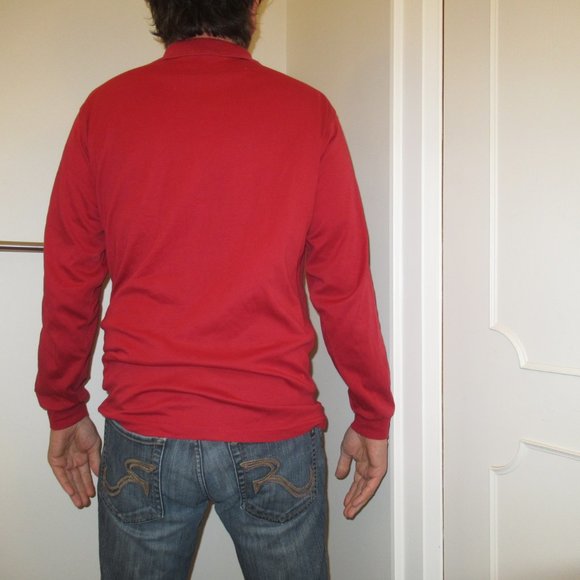 Jos A. Bank Traveller's Collection Long-Sleeve Red-Orange L Polo Sweater/Shirt - Picture 7 of 8